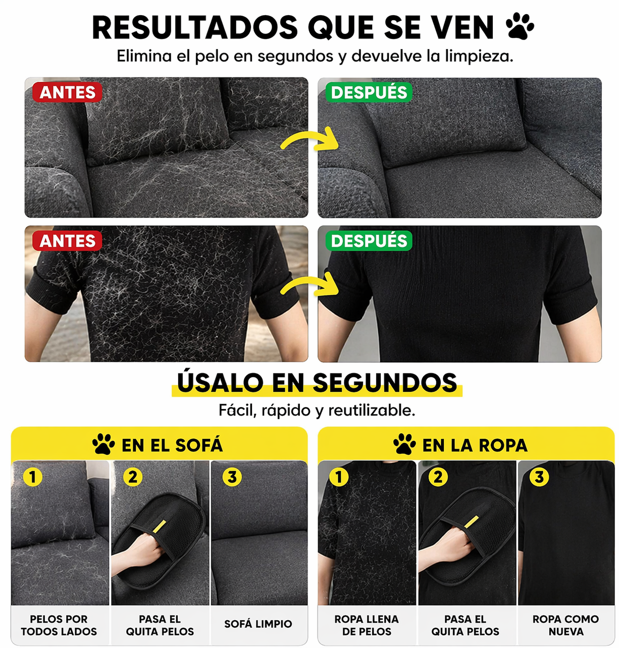 🐶 Elimina el pelo de tu mascota en segundos